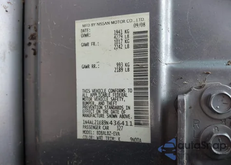 2009 Nissan Altima 2.5 S из США, поврежденный, VIN 1N4AL21E89N436411